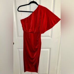 Velvet Red One-Shoulder Dress